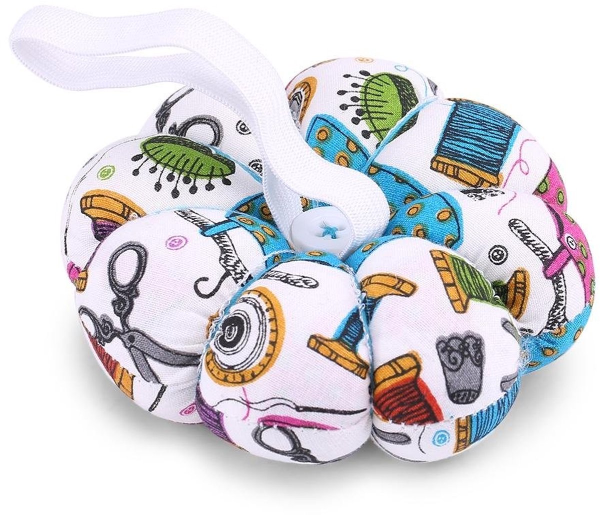 Dailygoods- Naaldkussen Pompoenvorm - Draagbare Speldenhouder - Verstelbare Band - Dubbelzijdig Gebruik - Handig voor Borduurprojecten - 3,9"x3,9"x1,3 - Speldenkussen