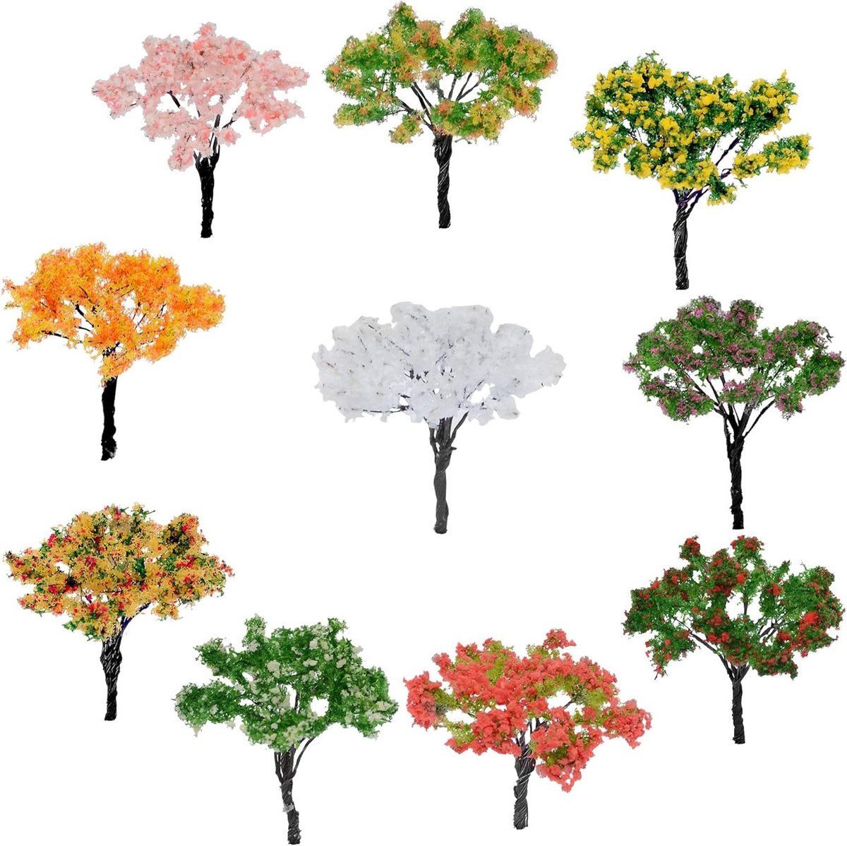 10 Stuks Modelbouw Bomen in Diverse Kleuren voor DIY Landschap en Tuin Decoratie - Plastic Bomen voor Modelspoor en Miniatuurtuin