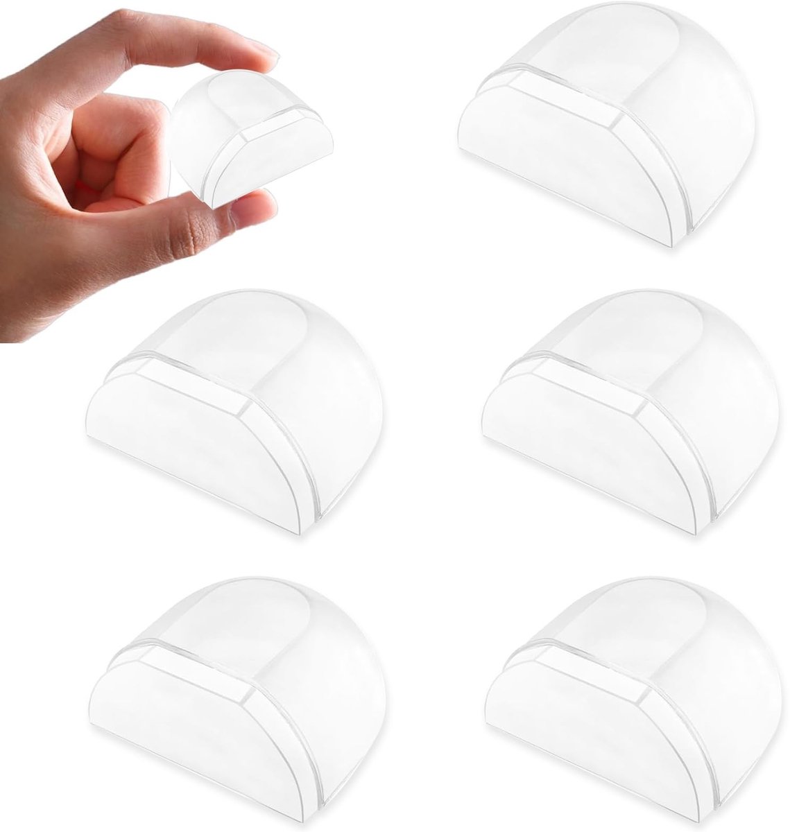 Dailygoods- Deurstoppers 5 Stuks - Transparante Deurstopper - Anticollisie - Vloerbevestiging - Schokbestendig - Zacht Gel Materiaal - Semicirkelvormig - Deurbuffer