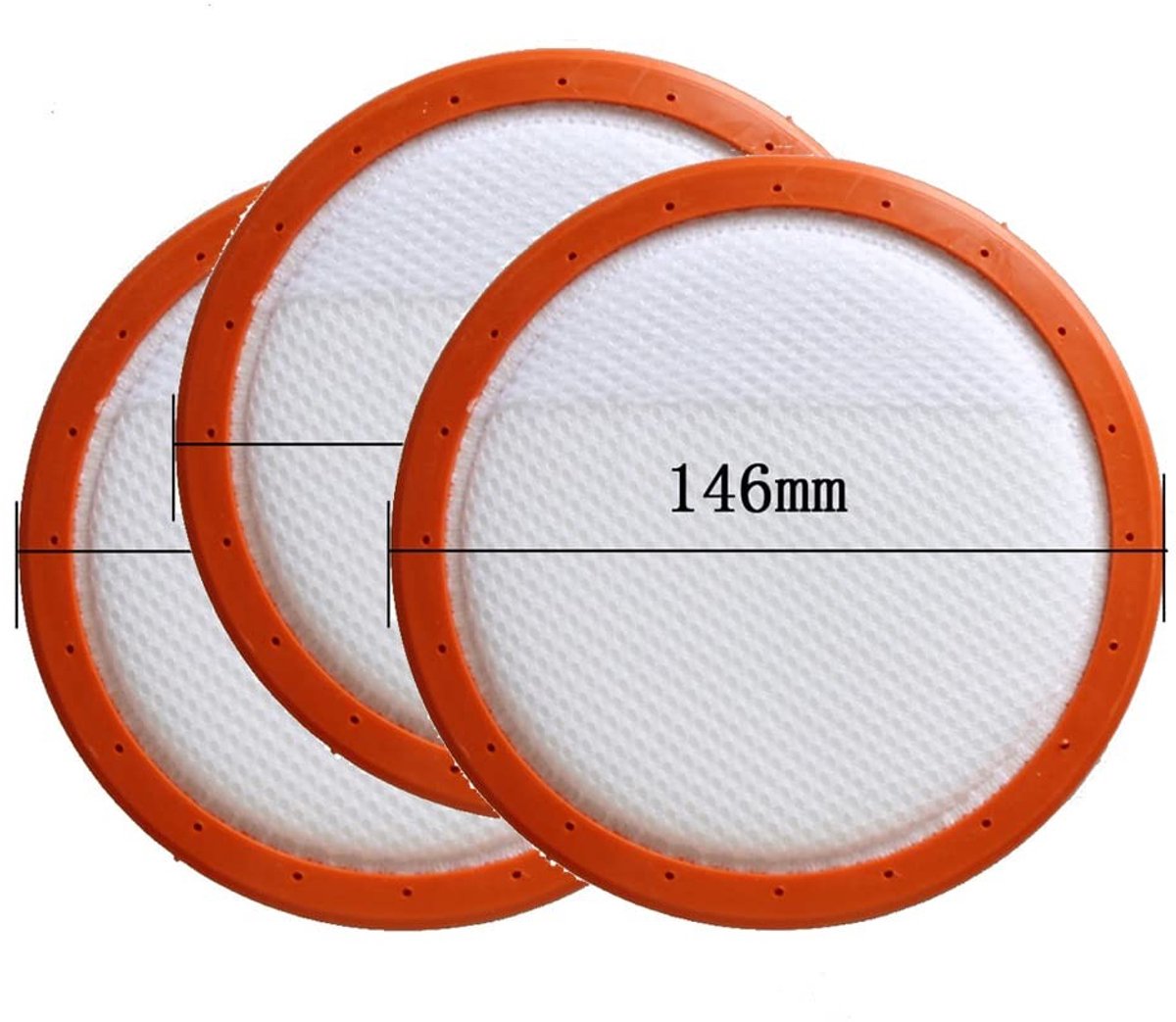 BRENZOOS- HEPA-filter wasbaar - stofzuigerfilter - rond HV-filter - 3 stuks - katoen - eenvoudig te vervangen