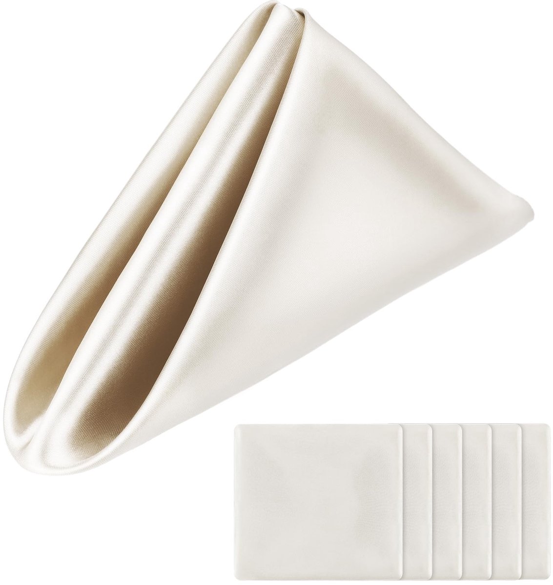 Dailygoods- Damastservetten 6 Stuks - 43 x 43 cm - Scheurvast - Wasbaar - Zijdeachtige Stof - Hoogwaardig Ivoorkleurig - Tafelservetten
