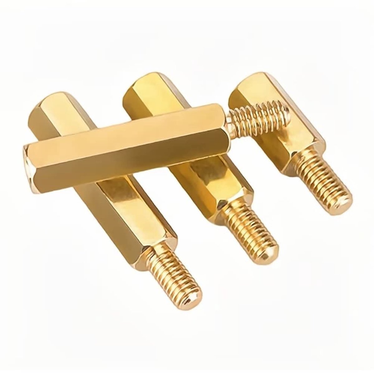 Dailygoods - Messing Hex Spacer - Mannelijke Vrouwelijke Standoff - Goud - Schroef Moer - Bevestigingsmiddelen - 40 stuks - Geschikt voor Klusprojecten