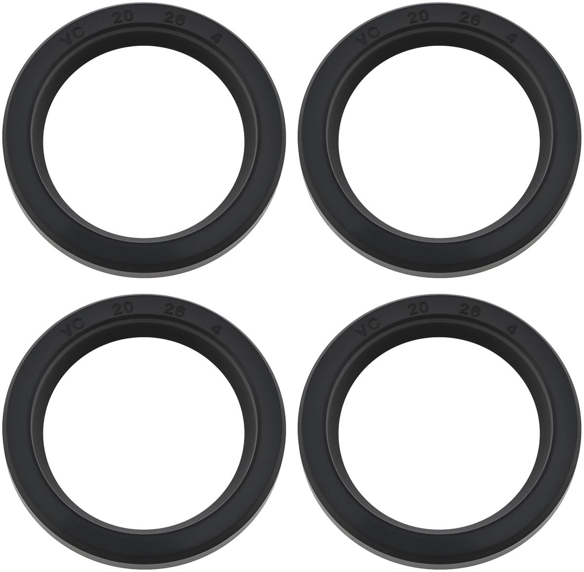 Dailygoods- Oliekeerring TC - 20x26x4mm - NBR-rubber - 4 Stuks - Afdichting - Geschikt voor Motor/Pomp/Versnellingsbak - Afdichtring