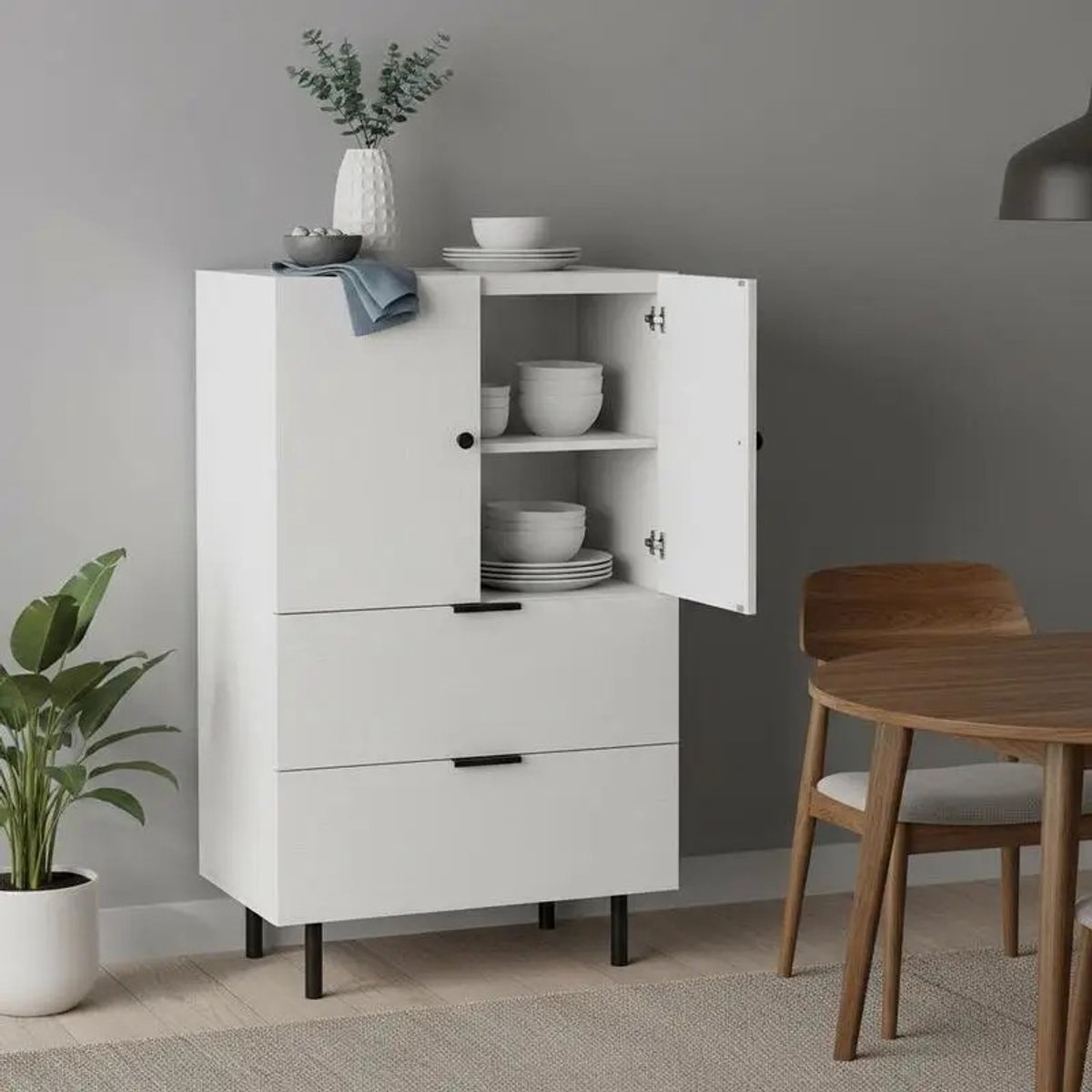 Dailygoods Dressoir met laden en opbergkast - Wit