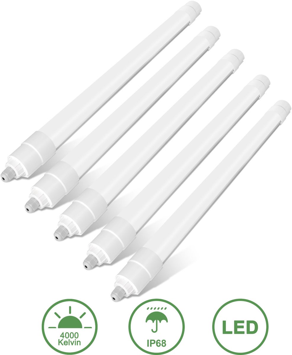 Oraymin 5x IP68 Industriële LED TL Lamp 150cm 45W 4950LM 4000K - Koppelbaar voor Werkplaats en Grote Ruimtes