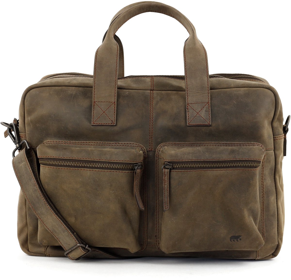 Bear Design HD Leren Lou Laptoptas 15,6 inch - Bruin