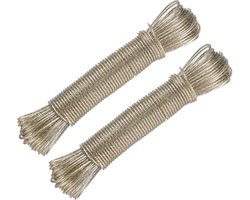 2 stuks - Waslijn - Waslijn met stalen kern - Waslijn met kunststof coating - Voor het drogen van kleding buitenshuis - 3 mm x 20 meter