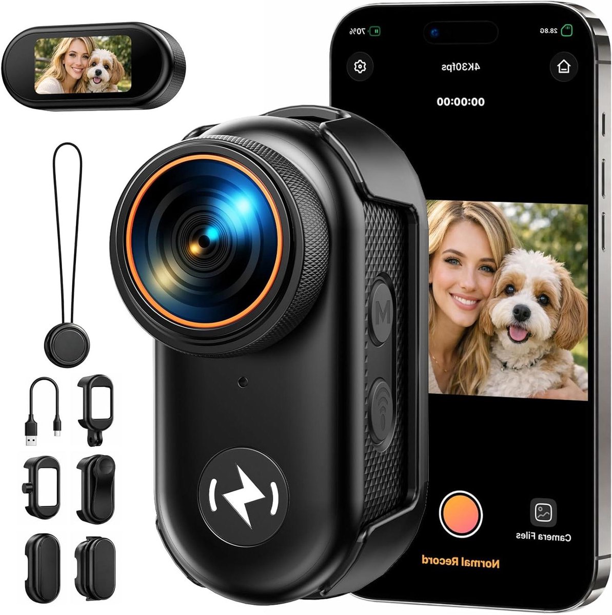 Sportcamera Bodycam - Mini Draagbare Camcorder - POV Video Opnemen - Magnetische Bevestiging - 4K UHD WiFi - Zwart