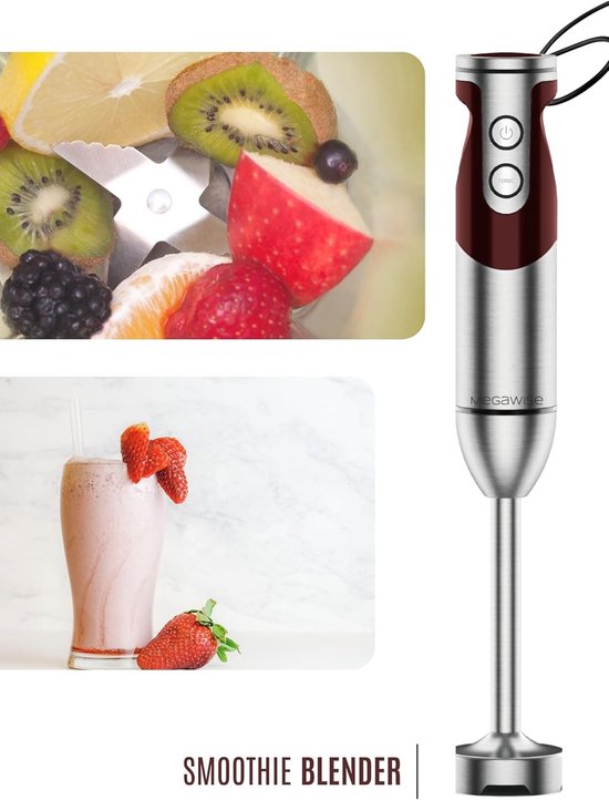 Staafmixer - Handmixer - Keukenbereidingen - 12 Snelheden + Turbo - 400W Vermogen - Rood — afbeelding 4