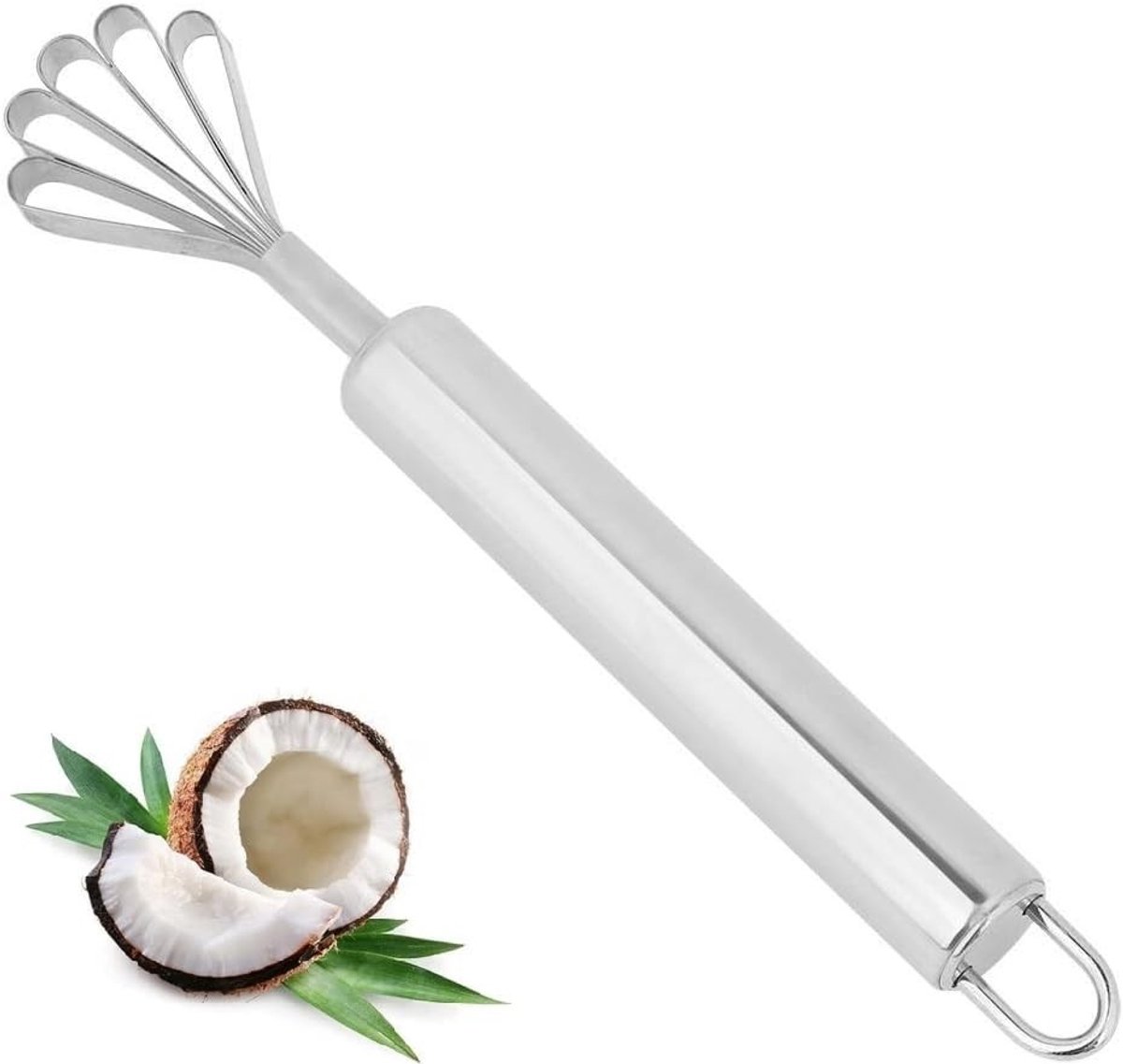 Dailygoods- Kokosnoot Schraper Roestvrij Staal - Keukengerei - Huishoudelijk Gereedschap - Ergonomisch Ontwerp - Duurzaam - Vijf Dennendesign
