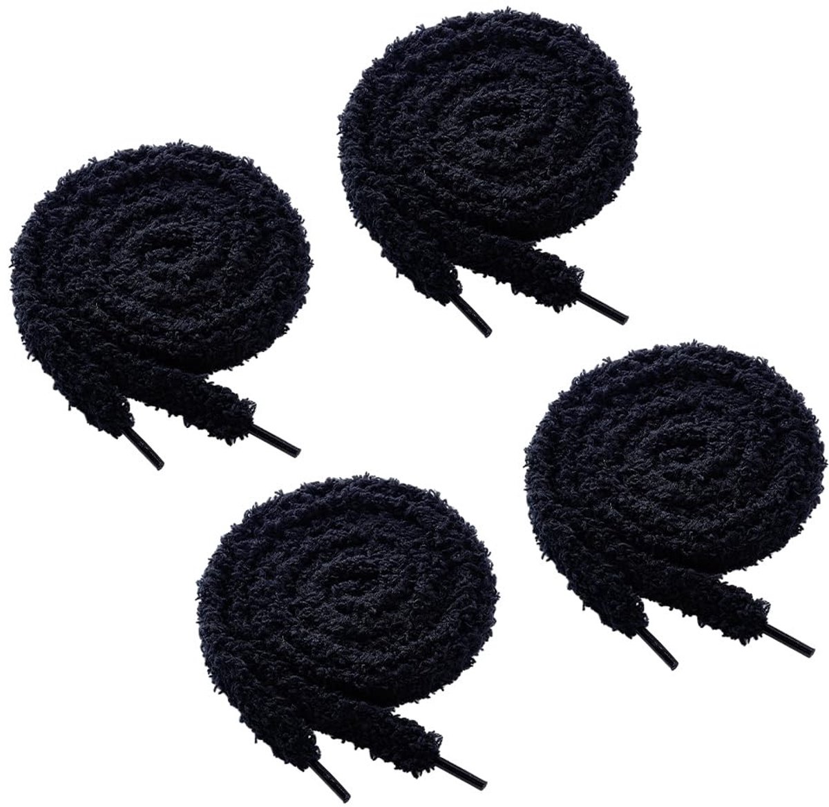 Dailygoods- Schoenveters Pluizig - 119 cm Lang - Zachte Pluche Veters - Comfortabele Vervangende Veters - Geschikt voor Sneakers/Laarzen - Stijlvolle Zwarte Kleur - Schoenlaces