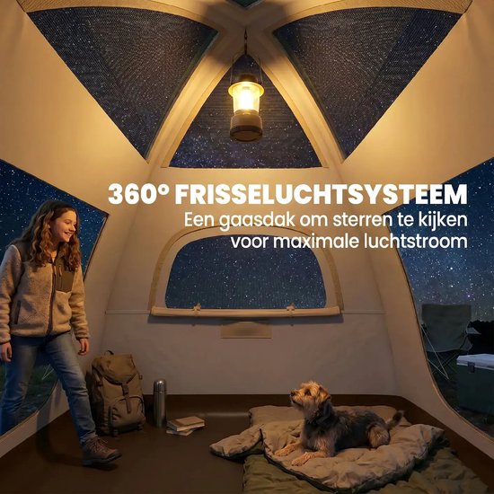 Opblaasbare tent - pblaasbare glamping tent - Waterdicht - Tot 3 personen - Crème wit - Camping - Tuin - Glamping - 220L x 220B x 200H cm — afbeelding 2