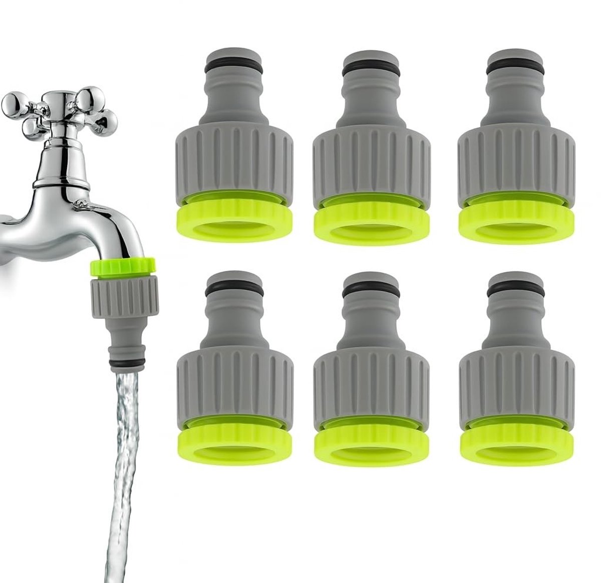 Dailygoods - 6 Stuks Kraanadapters Tuinslang 2-in-1 voor Buiten