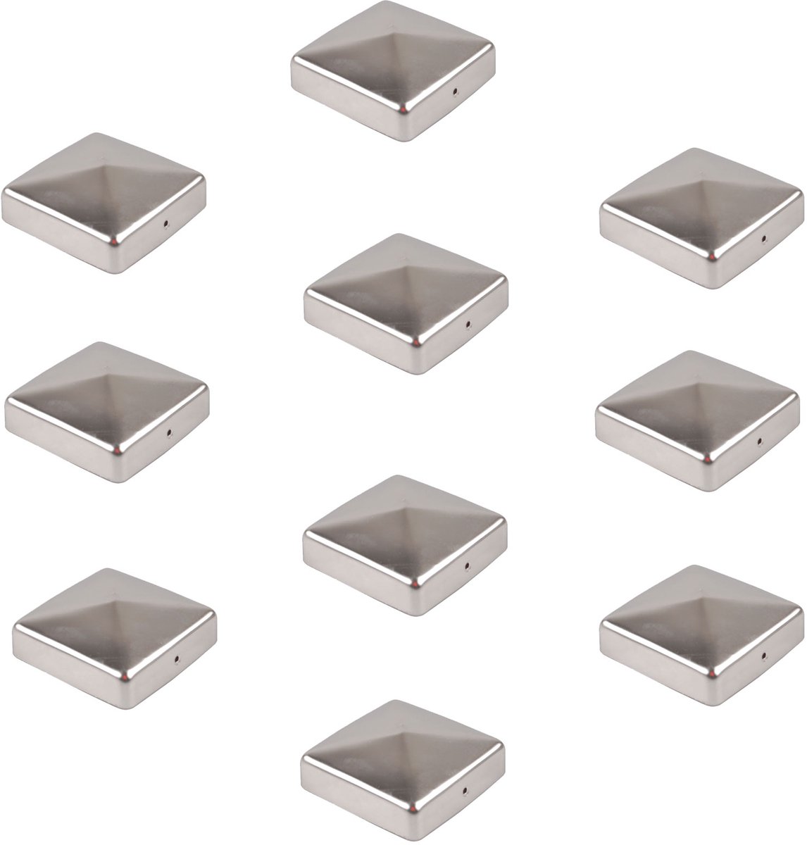 TRUTZHOLM - Paalkap Roestvrij Staal - 121 mm - Piramide - Afdekkap voor Palen 12x12 cm - RVS Bescherming - 10 Stuks Set