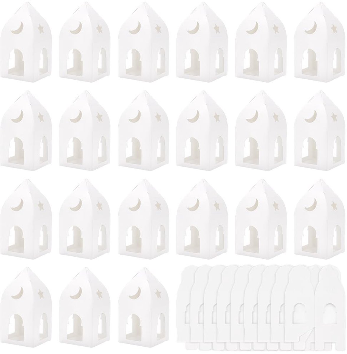 Dailygoods- Geschenkdoos 30 stuks - Huisvorm - 6,5 x 6,5 x 14 cm - Witte transparante vensterdoos - Snoep/koekje/chocolade verpakking - Leeg - Snoepdozen