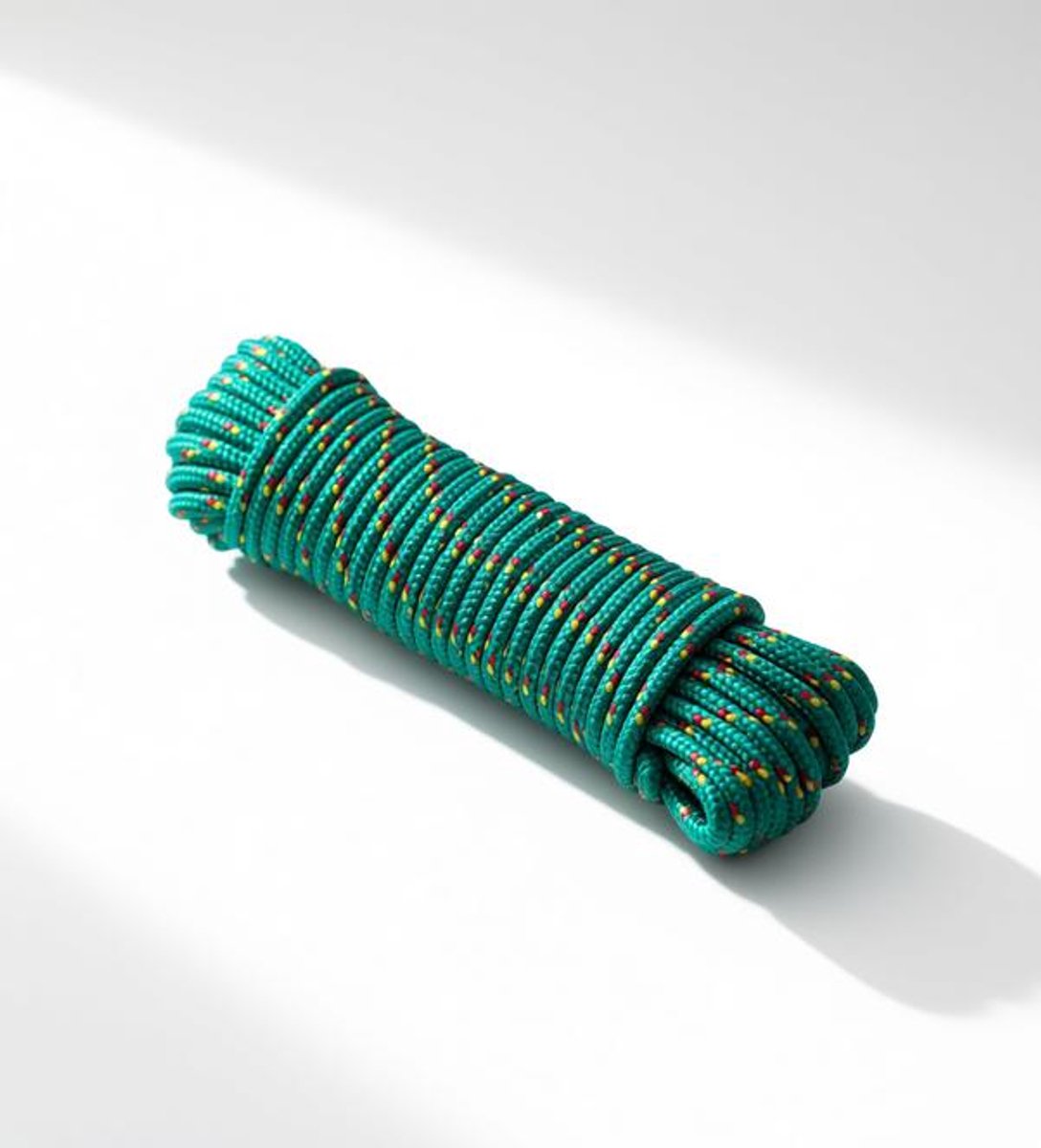 ElleMooi Polypropyleen touw 8mm x 20m groen/rood/geel - gevlochten allround touw voor buiten, survival en tuin - breekkracht 918 kg