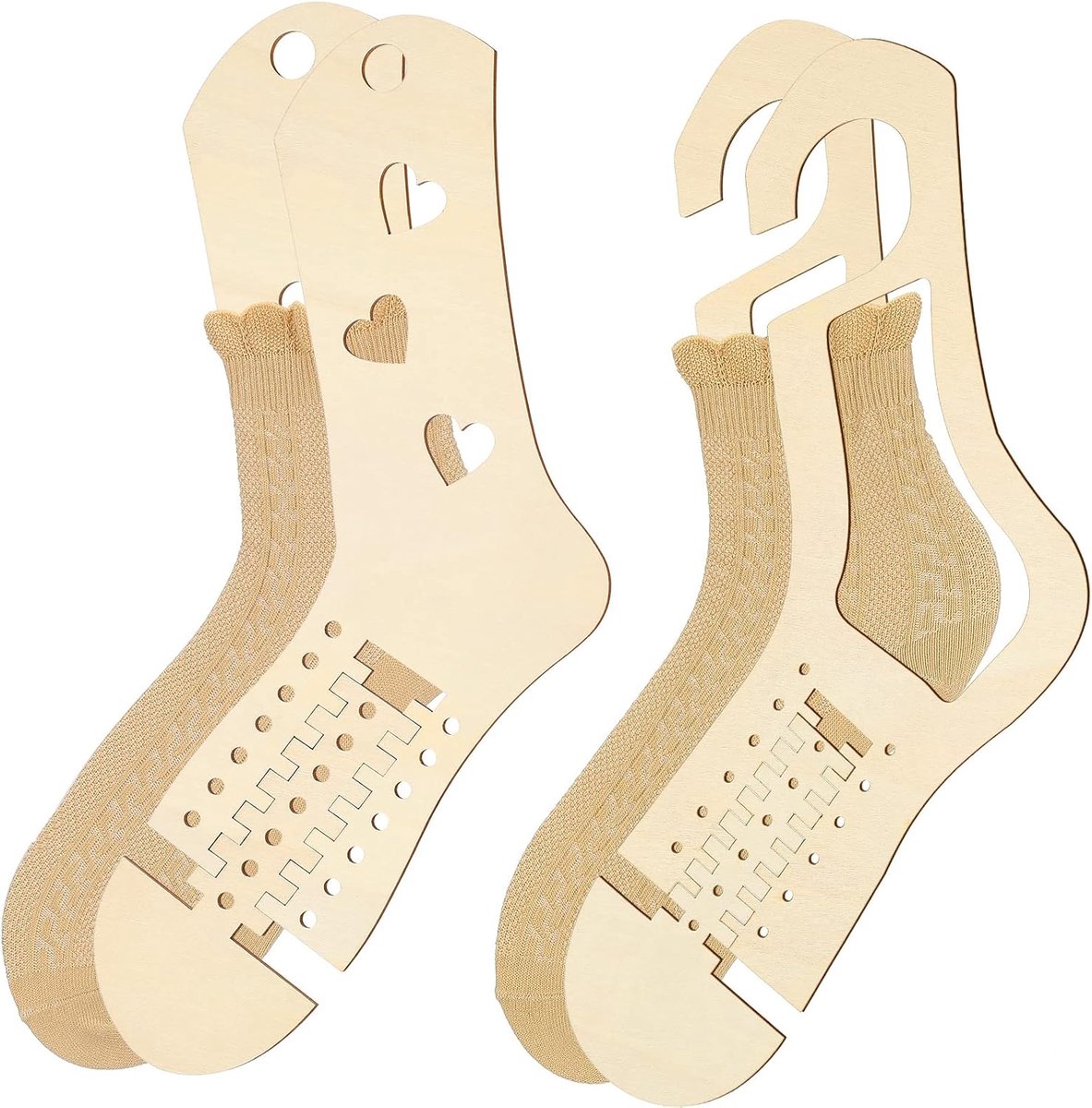 4 Stuks Sokken Breigereedschap - Houten Sokkenspanner - Sokken Blokker - Houten Sokken Planken - Houten Sokkenmallen - Diy Breigereedschap - Verstelbaar en Robuust - voor Breien, Haken en Presentatie - voor Beginners en Gevorderden