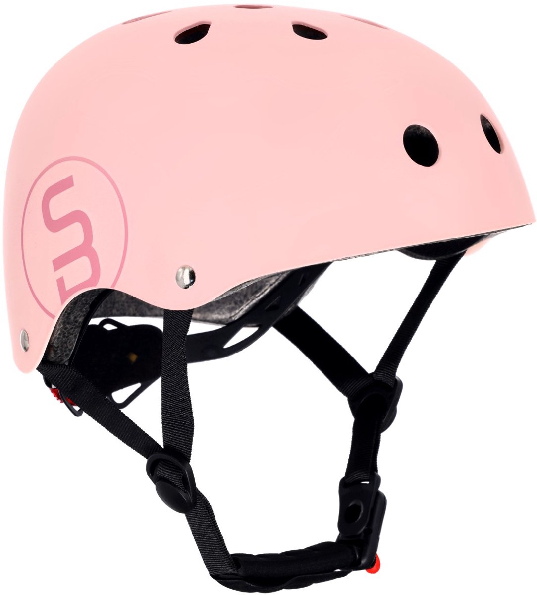 SUN BABY Fietshelm 3+ jaar - Kinderhelm FIT M (54-58 cm) - Roze, met LED licht, Kinder skatehelm voor skateboard, fiets, step en rolschaatsen