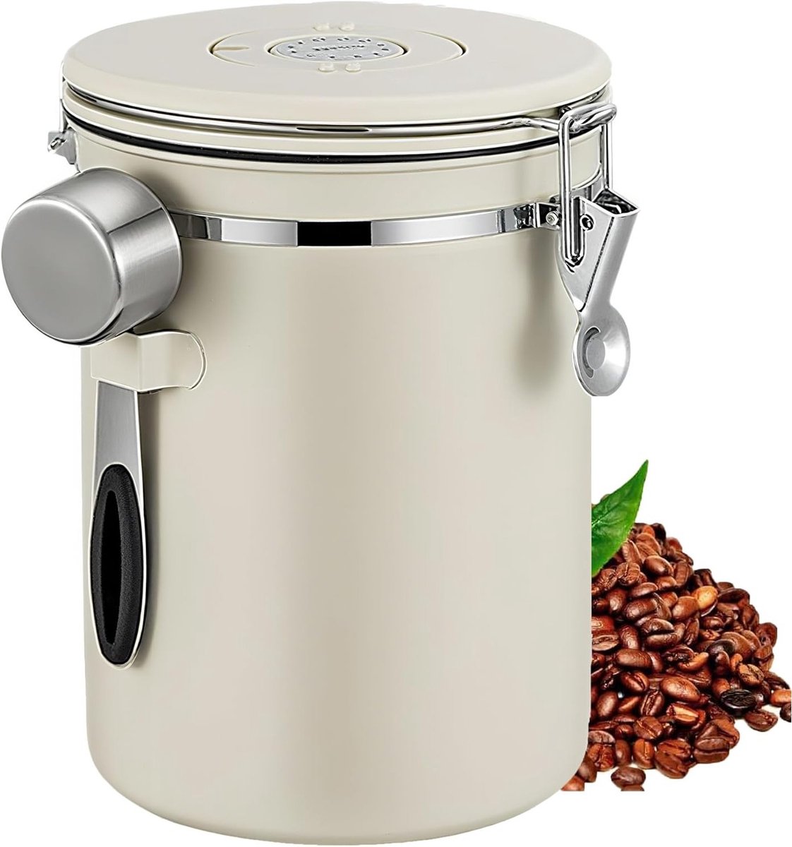 Airtight RVS Koffiecontainer van 2800ml met Versheidwiel en CO2 Ventiel, Ideaal voor Koffi