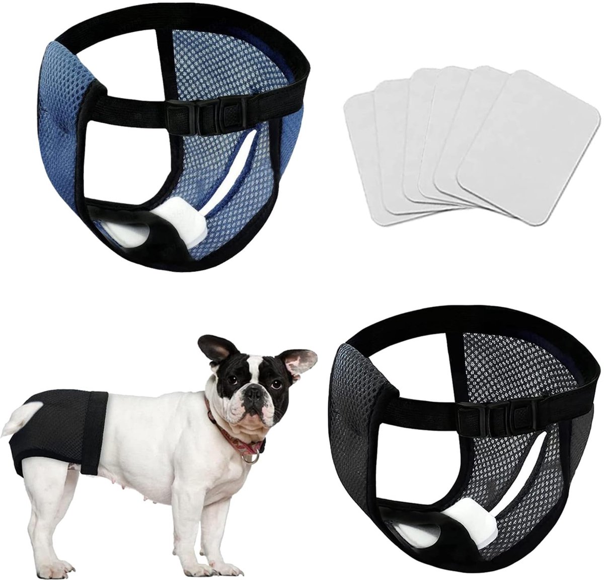 VLEMICO- Hondendiafragma Set van 2 - Herbruikbare Hondenbroekjes - 6 Hygiënische Pads - Wasbaar - Verstelbare Tailleband - Comfortabel en Duurzaam - Hondend Diapers