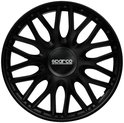 Zwarte Sparco wieldop met een spakenontwerp.