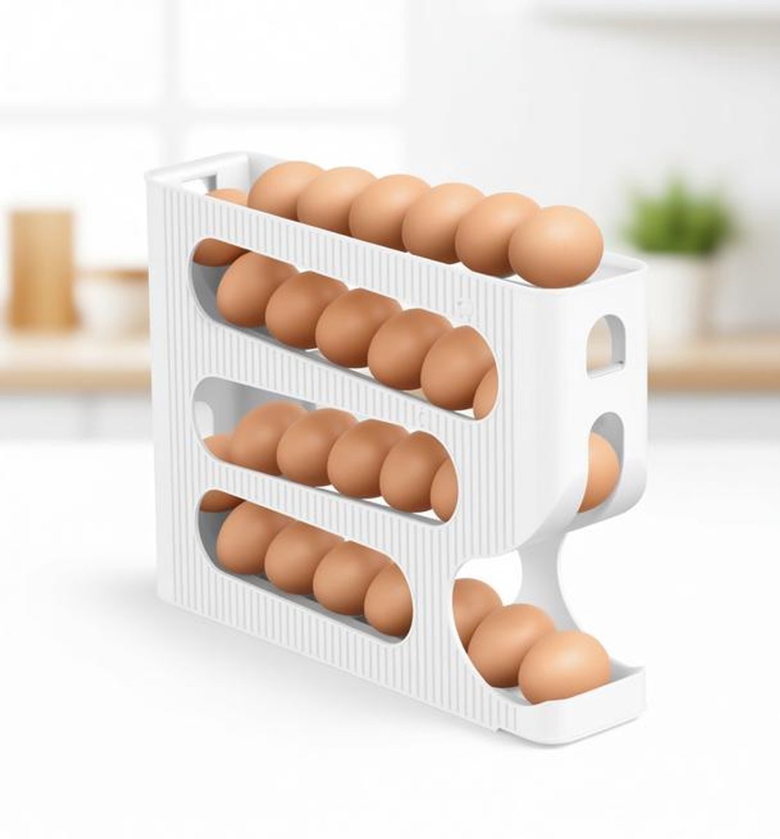 ElleMooi Automatische Rollende Eierdispenser - Ruimtebesparende Eierhouder voor Koelkast - 28 Middelgrote Eieren