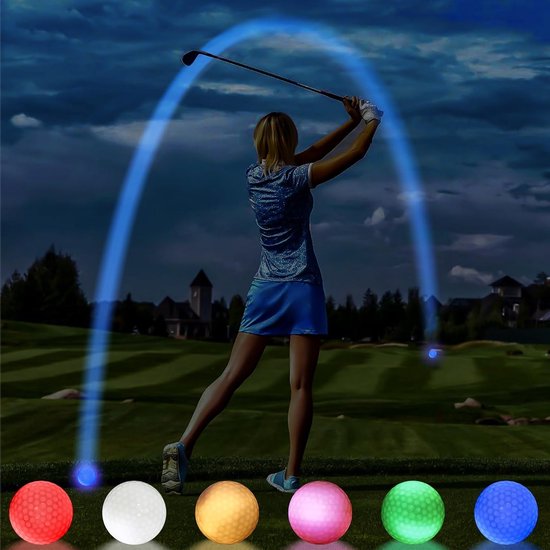 Kleurrijke lichtgevende golfballen - 6 stuks oplichtende LED-golfballen voor nachttraining en plezier op de golfbaan — afbeelding 3