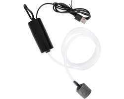 Luchtpompje Aquarium - Aquarium Zuurstof Pomp - luchtpompje - USB Mini Aquarium Luchtpomp - 1W Energiebesparende Beluchter - Draagbare Aquarium Luchtpomp - Met luchtsteen en siliconen slang - Zwart