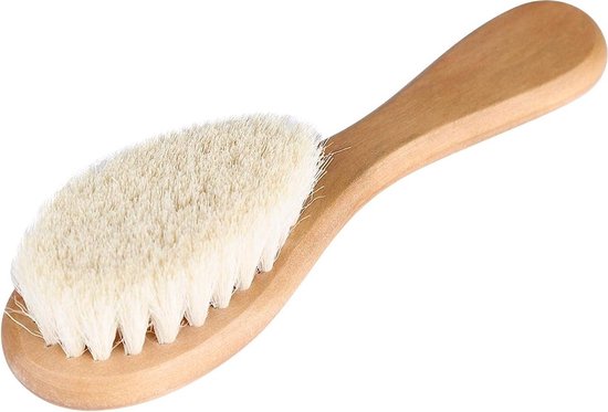 Baby borstel - Babykam - Babyhaar kammen - Zachte borstel - Kraamcadeau - Geitenhaar borstel - Houten babyborstel - Baby haarverzorging - Newborn brush - Baby hair brush - Houten kam - Jonyx — afbeelding 2