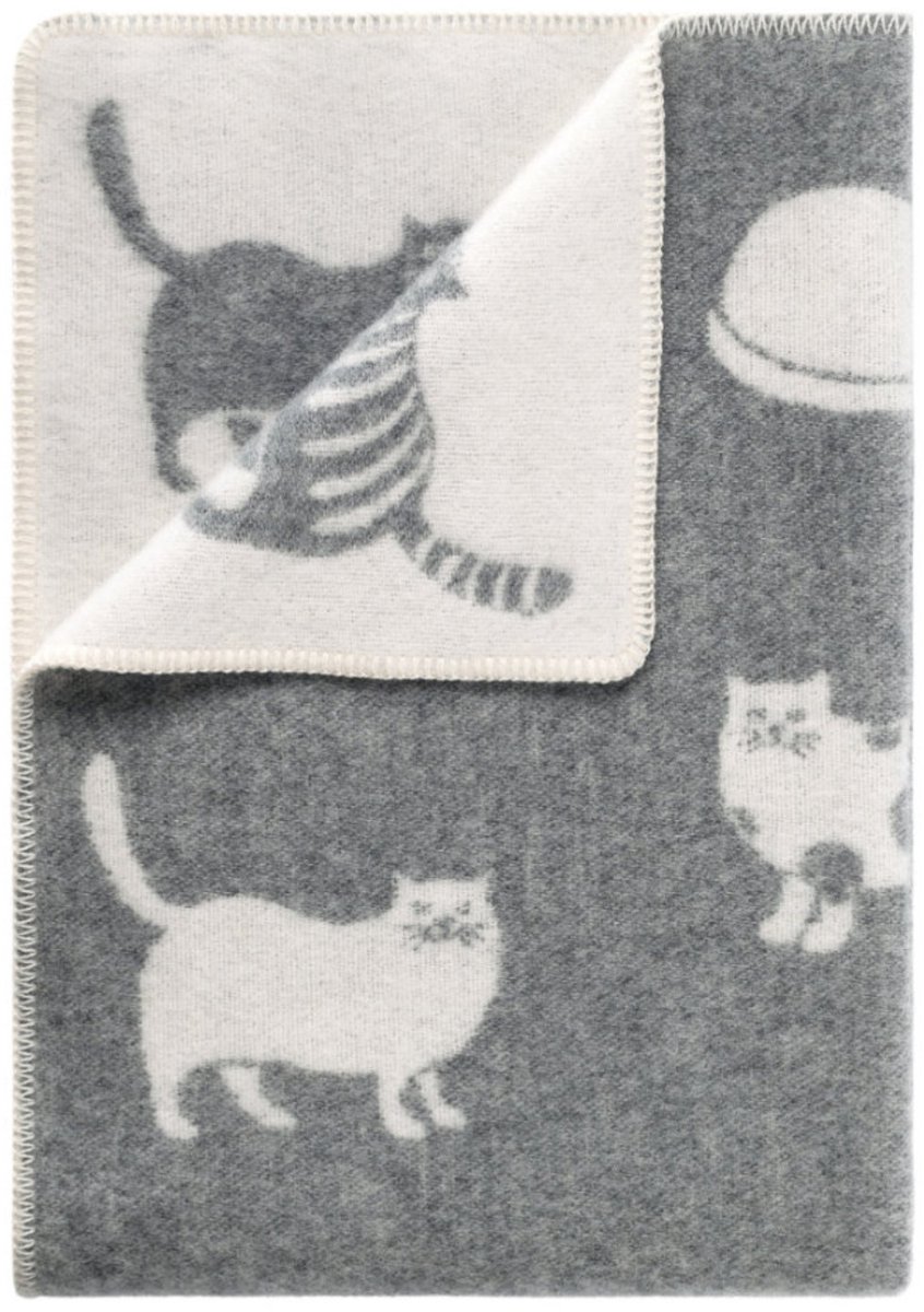 JJ Textile Wollen Kinderdeken - CAT (Grijs) 90x130cm