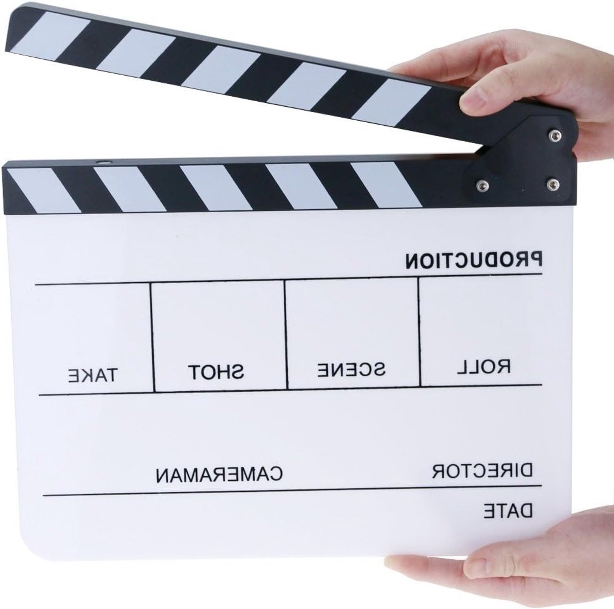 Acryl Plastic Slate 25x30cm/10x12 Drooguitwisbare Film Clapboard voor Actiescènes met Witte/Zwarte Stokken