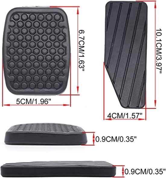 Pedaal Covers - Voetsteun Beschermers - Verbeterde Rijcontrole - Antislip Oppervlak - 3 Stuks - Zwart — afbeelding 5