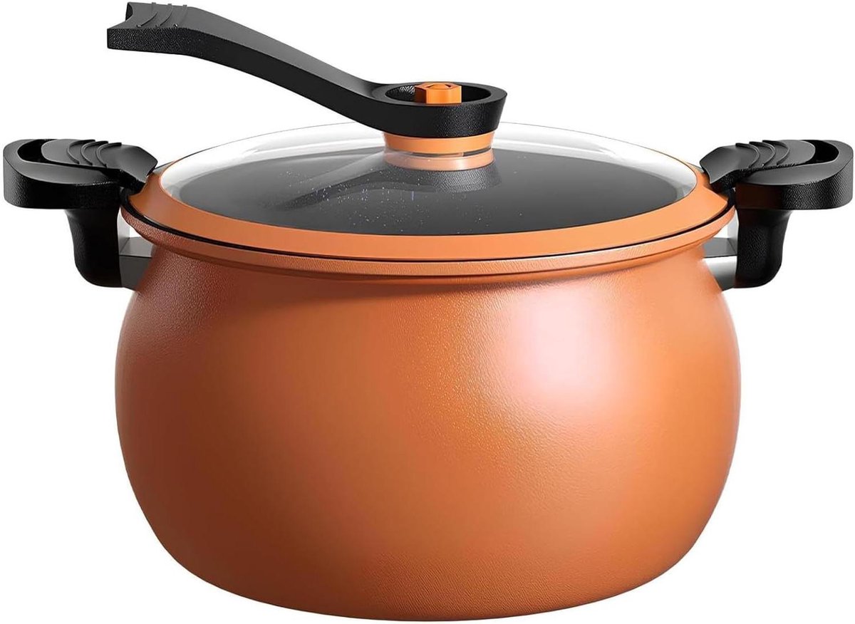 Snelkookpan - Grote pan - Sneller koken - Antiaanbaklaag - 8 liter - Oranje