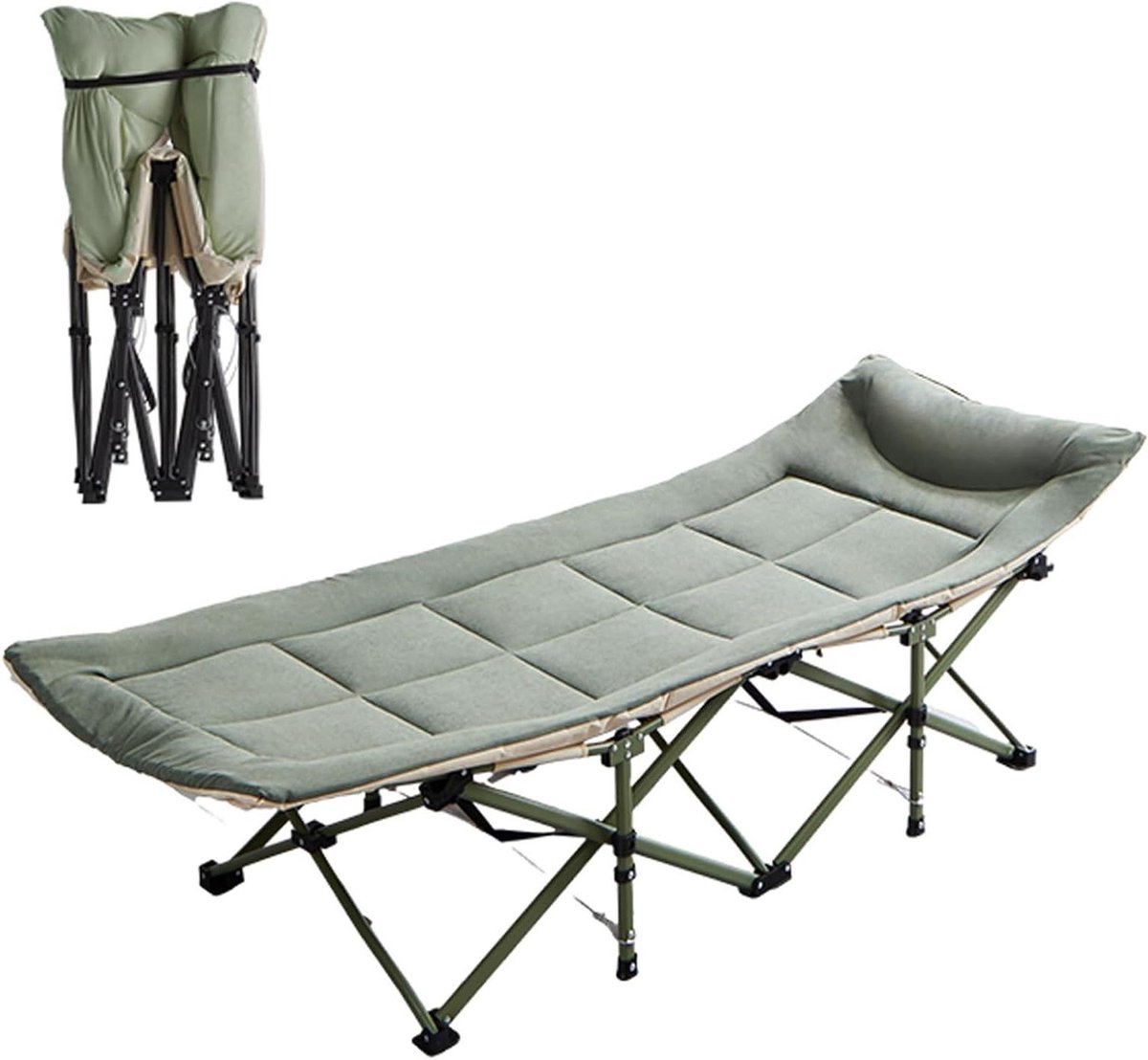 Opvouwbaar Bed - Logeerbed Gastenbed - Ruimte Besparen - Stevige Metalen Structuur - 190 x 70 cm - Groen