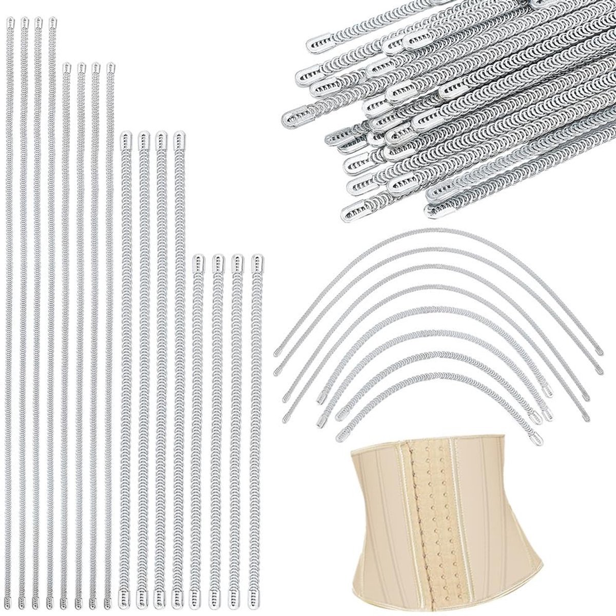 Dailygoody - Spiraal Corset Uitbenen - Corset Modellering - Platina - 40 stuks - Ideaal voor Trouwjurk en Kostuum Naaien - 4 Maten Beschikbaar