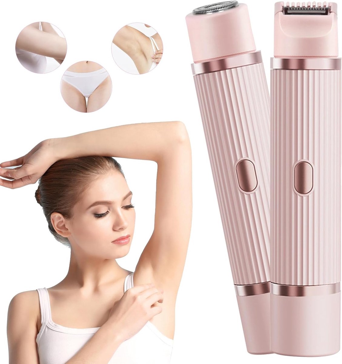 Draadloze 2-in-1 Elektrische Scheerapparaat voor Vrouwen - Waterdichte Epilator voor Gezicht en Lichaam, Geschikt voor Nat en Droog Gebruik