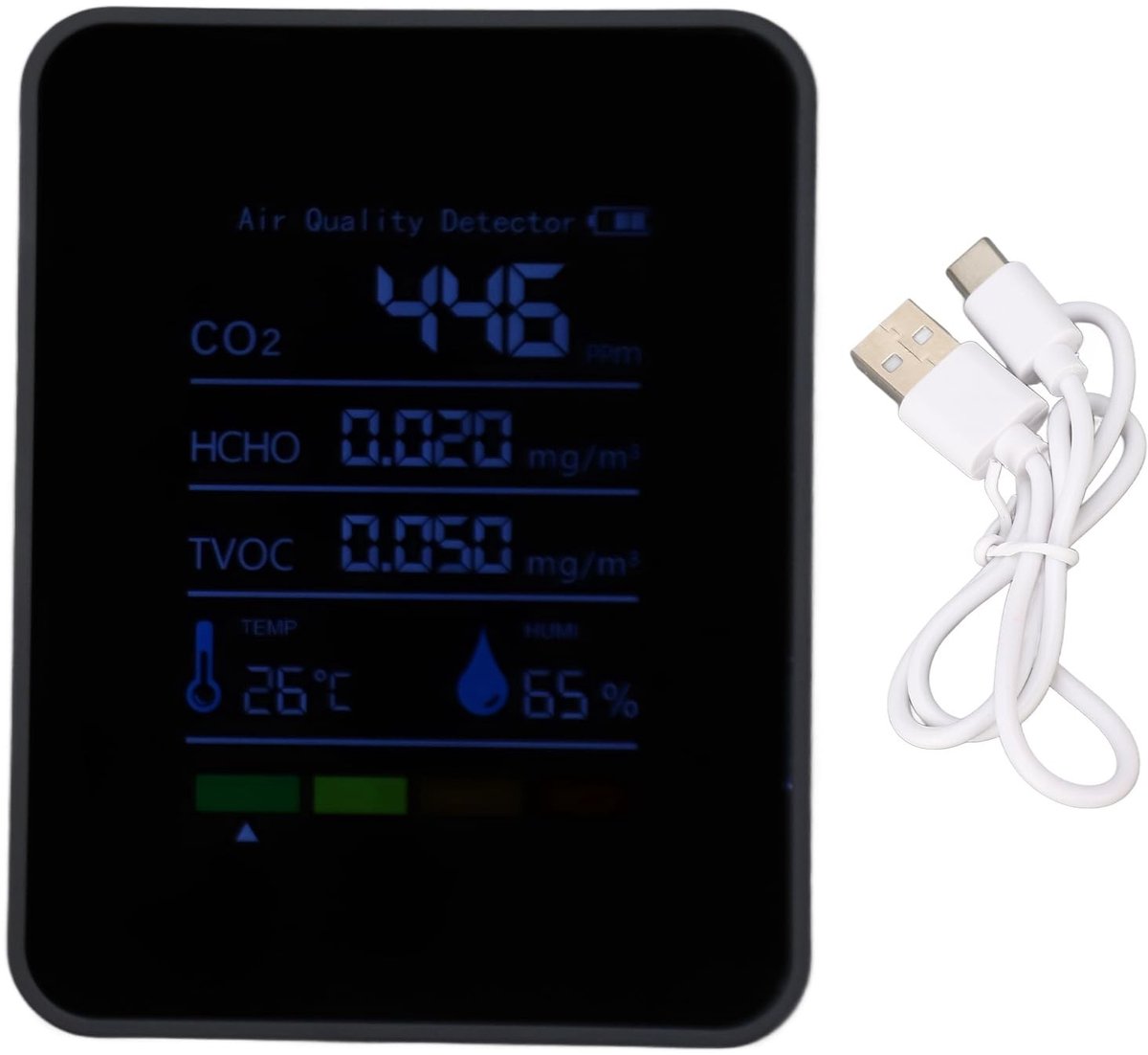 Dailygoody - OmGoods - Dailygoody - Luchtkwaliteitsmonitor - CO2-detector - Real-time Analyse - Draagbaar - Batterij aangedreven - Voor Thuis - Compact model