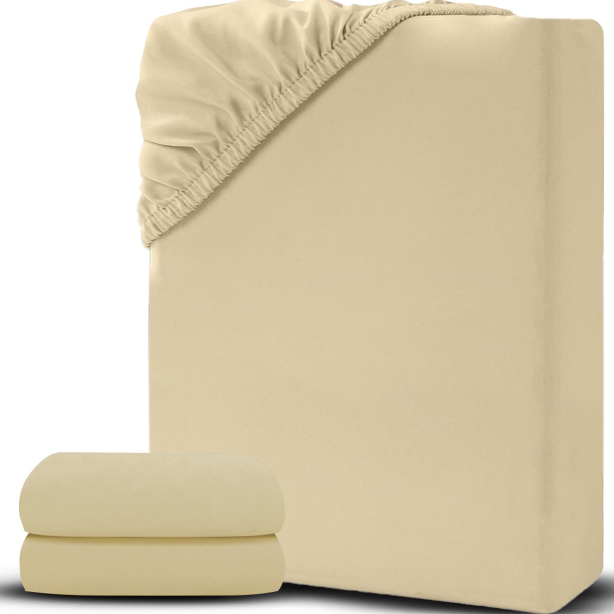 MRKK® Matrasovertrek 180x200 - Dekbedovertrek - Hoeslaken - Matrasbeschermer - Extra Zacht - Beige