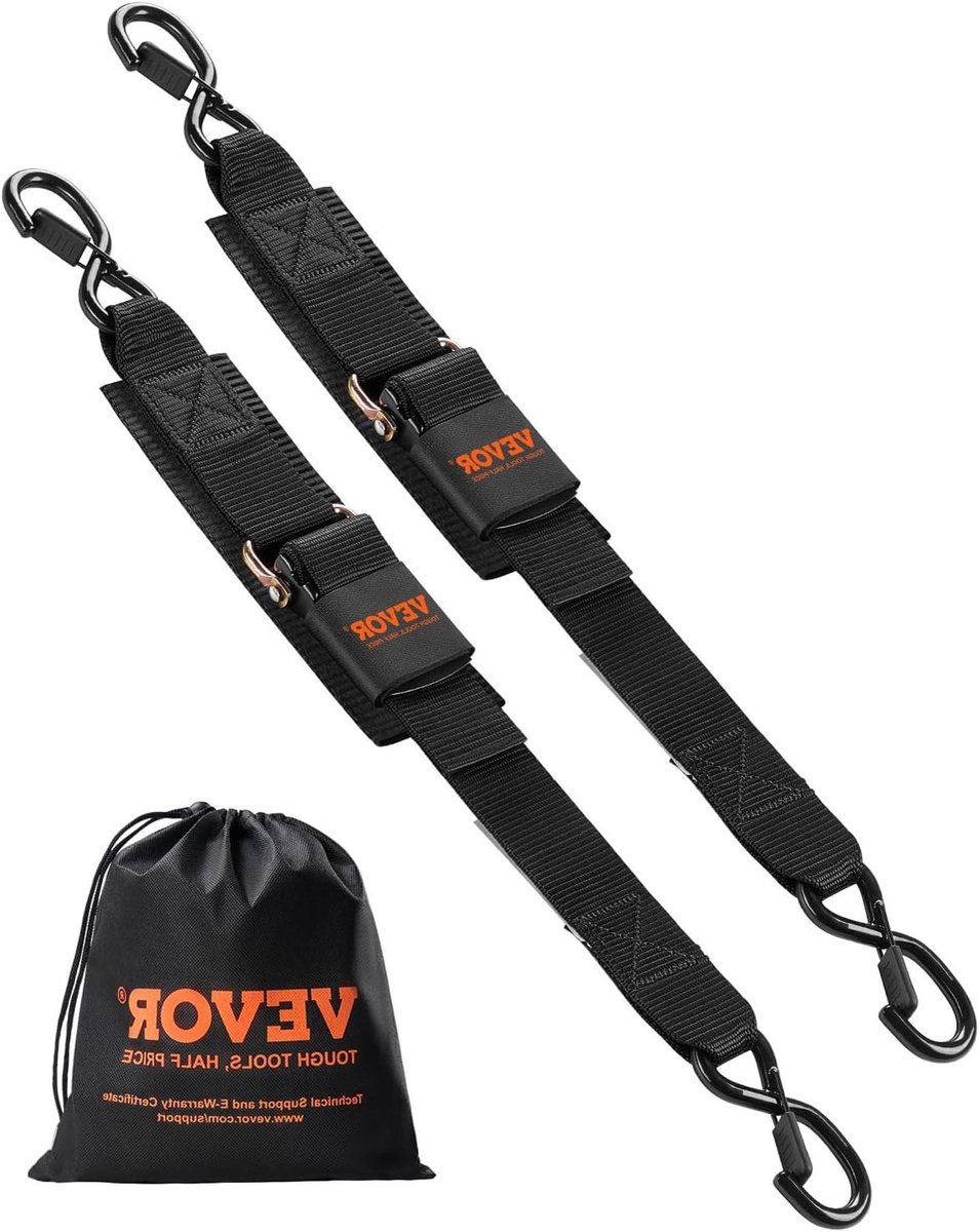 Intrekbare Ratelriemen - Spanbanden S-haak - Veilig Transport - Verstelbare Lengte - 61 cm - Zwart