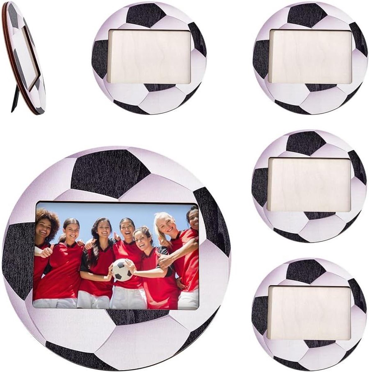 Fotolijsten Voetbal - Sportieve Lijsten - Herinneringen Tonen - Houten Constructie - 6 Stuks 15x10cm - Houtkleur