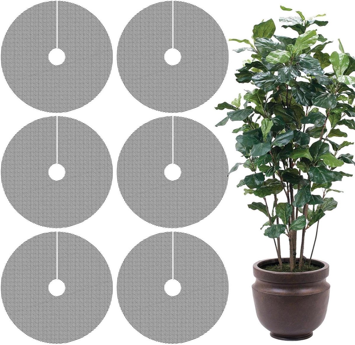 Bloempot afdekking - Plantenbak rooster - Planten beschermen - Scheurbestendig PE materiaal - 6 stuks - Zwart