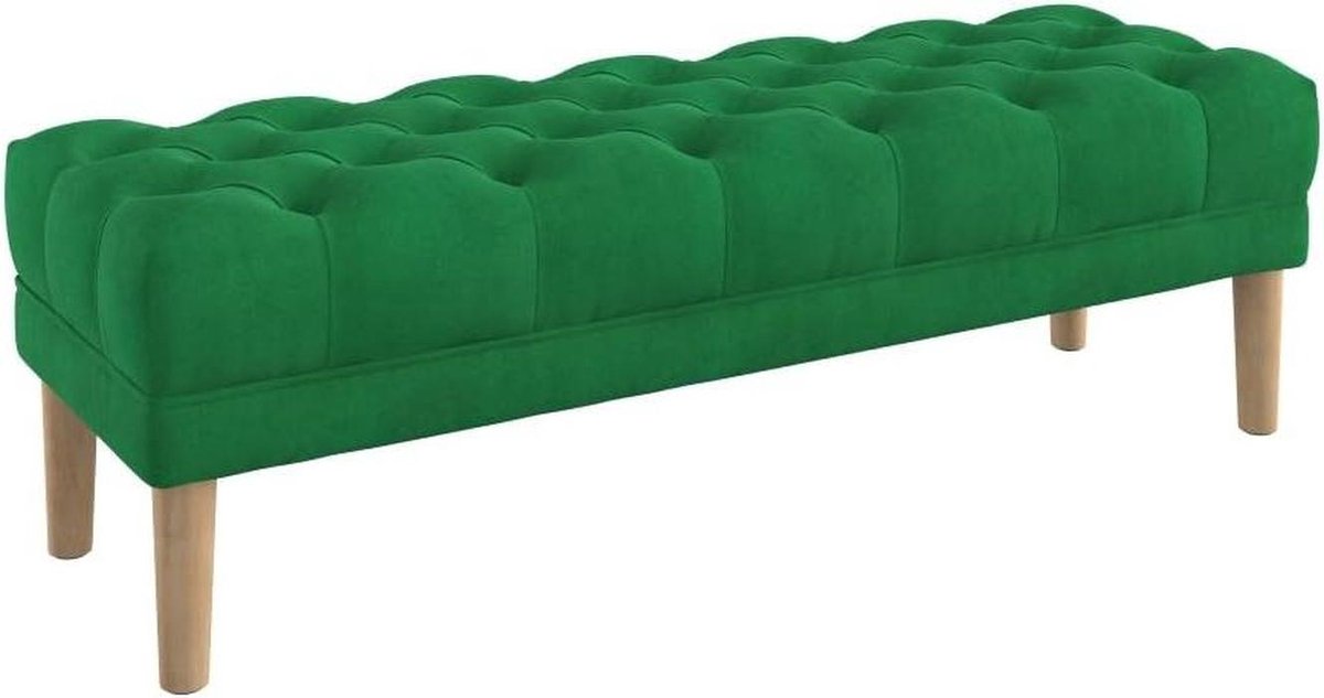 Zitbank Gestoffeerd - Voetenbank Bankje - Zitcomfort Creëren - Diep Geknoopt Blad - 140 cm Breed - Groen