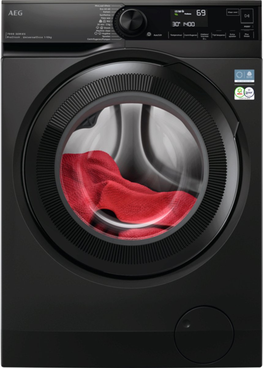 AEG Series 7000 LR7606UDS4 wasmachine Voorlader 10 kg 1600 RPM Zwart