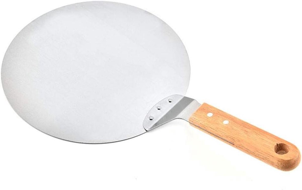 1 stuk - 25,4 cm pizzaspatel - roestvrij staal - met houten handvat - antislip bakplaat - geschikt voor ovenbakken, zelfgemaakt pizzadeeg, cakes en taarten, thuisbakken - 43,5 x 25,5 cm - zilver