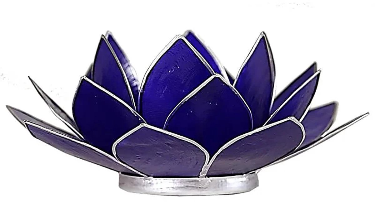 Lotus sfeerlicht indigo 6e chakra zilverrand (Ø 13.5 cm)
