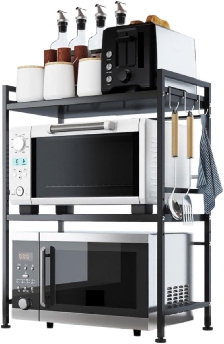 Magnetron Rek - Keuken Opbergrek - Keuken Organiseren - Uitbreidbaar Ontwerp - 43-64 cm - Zwart