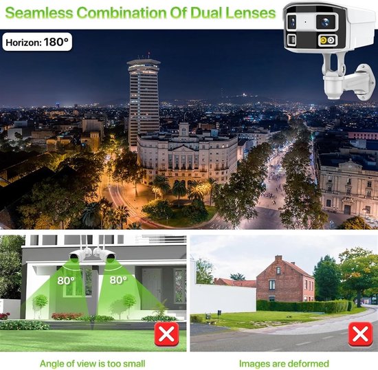 Beveiligingscamera Buiten - IP-camera Wifi - Huisbewaking - 180 Graden Panorama - 8MP 4K - Wit — afbeelding 5