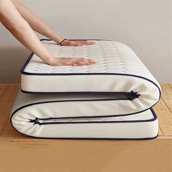 Japanse Futonmatras - Vloermatras Opvouwbaar - Comfortabel Slapen - Huidvriendelijk Materiaal - 90 x 190 cm - Wit — afbeelding 3