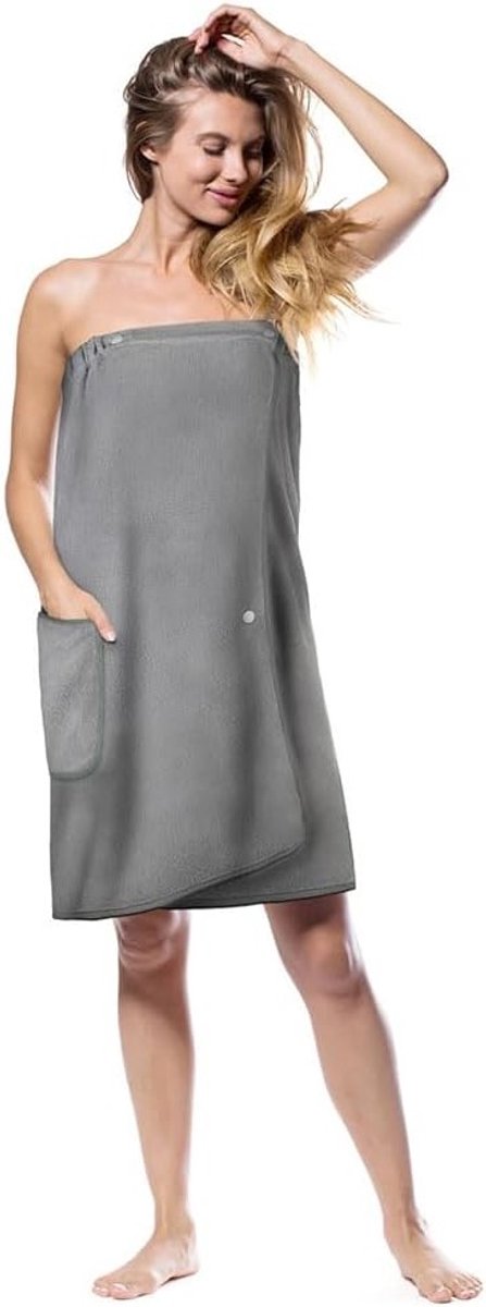 Sneldrogende microvezel badcape voor dames, verstelbare badjas met sluiting, ideaal voor spa en thuisgebruik, comfortabele body wrap handdoek