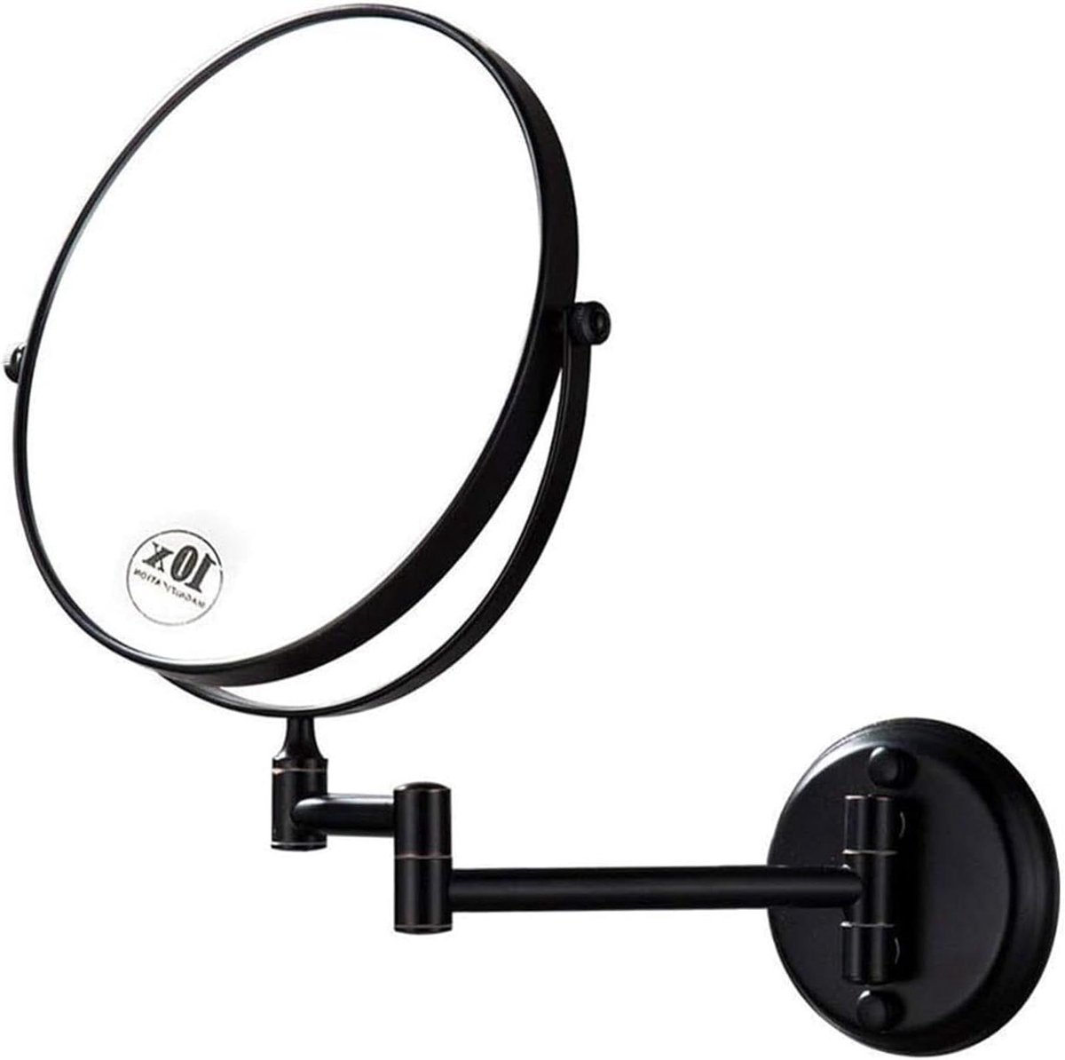 Scheerspiegel Wandmontage - Make-up Spiegel - Gedetailleerd Zicht - 10X Vergroting Draaibaar - 8 Inch Diameter - Zwart